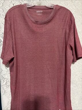 Claiborne Short Sleeve Ribbed Tee in Mauve Size L